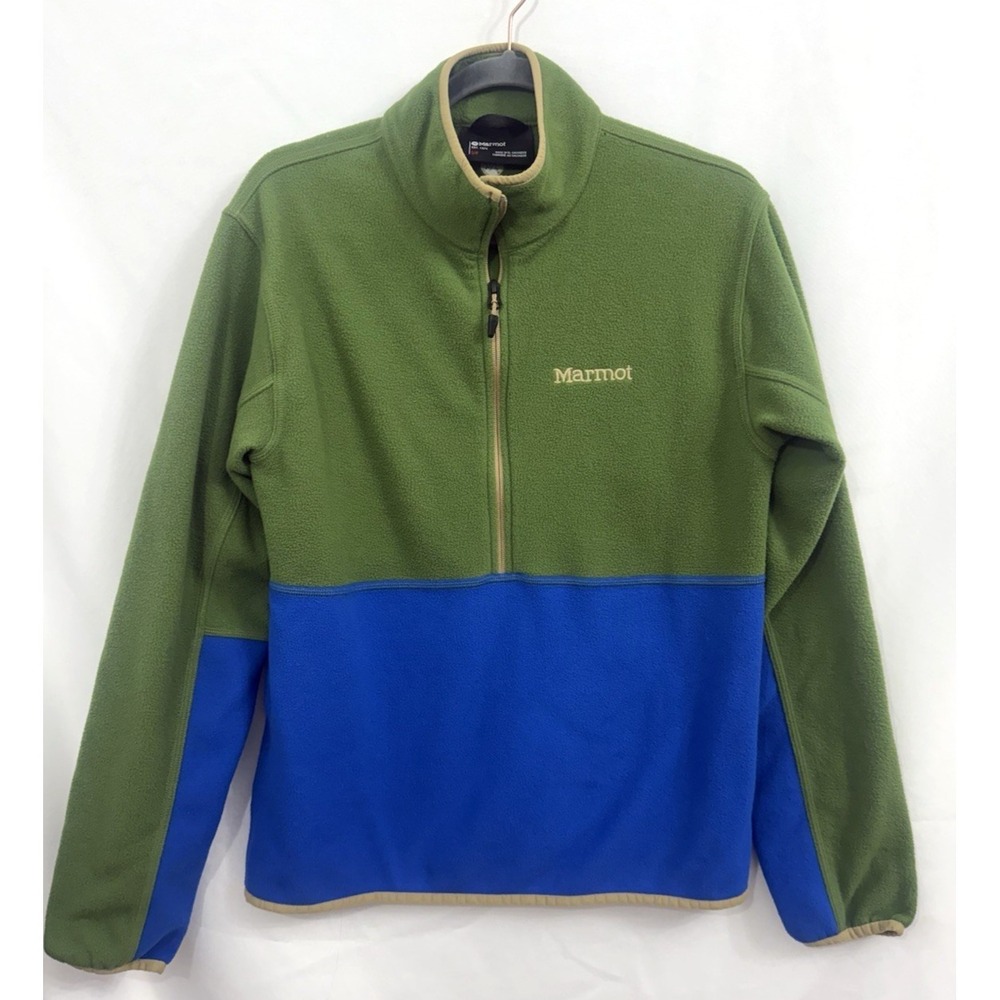 MARMOT Rocklin 1/2 Zip Fleece Pullover Jacket Shirt Green/Blue Mens Size S